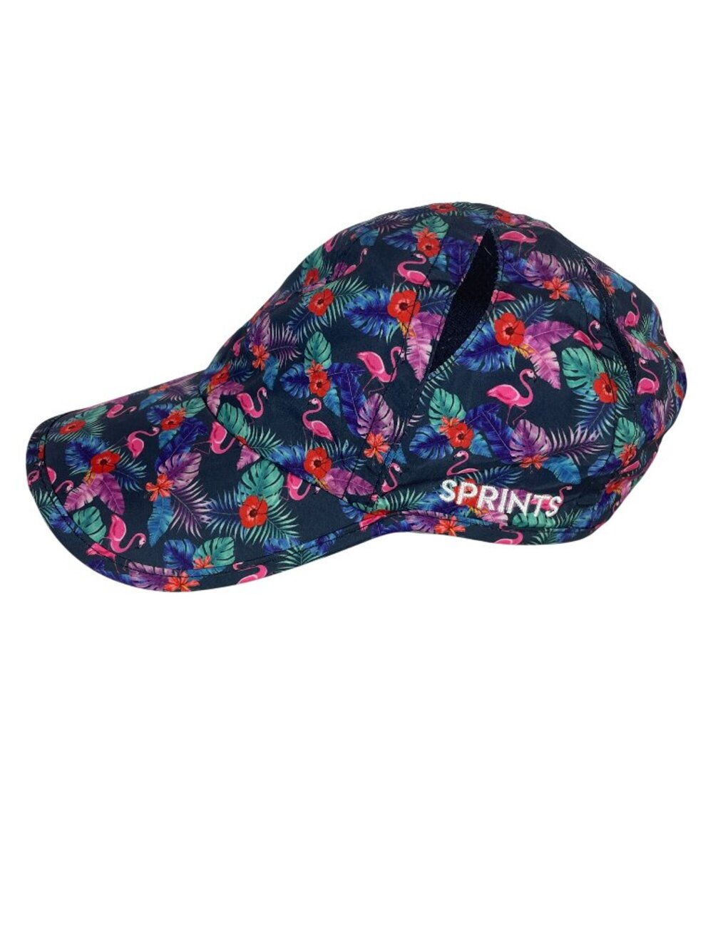 Sprints Flamingo OG Running Hat Cap Hibiscus Tropical Vents Sweatband Colorful